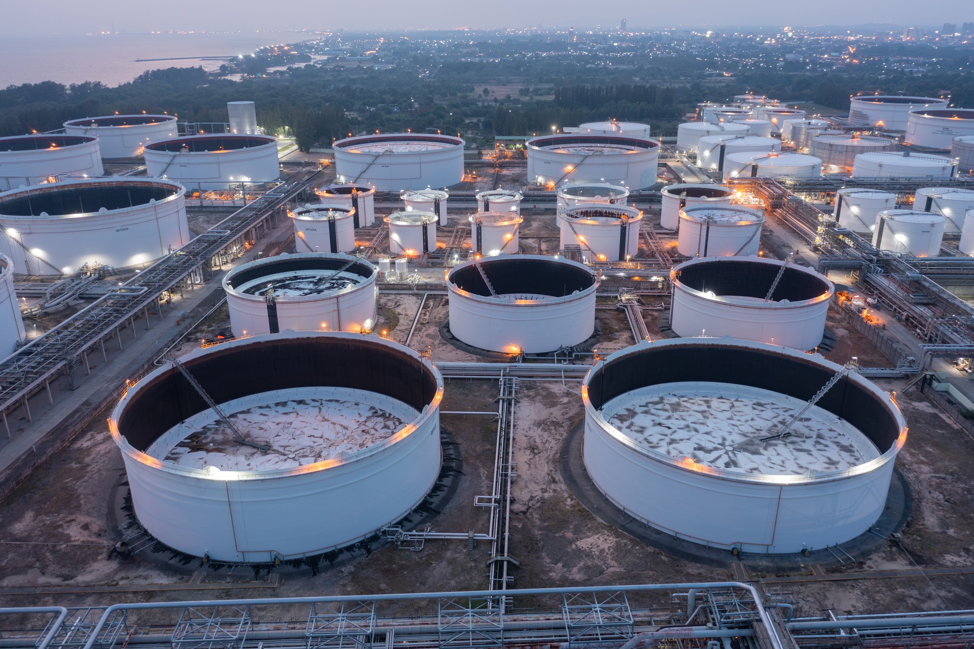 Twilight Over an Intricate Chemical Processing Facility
